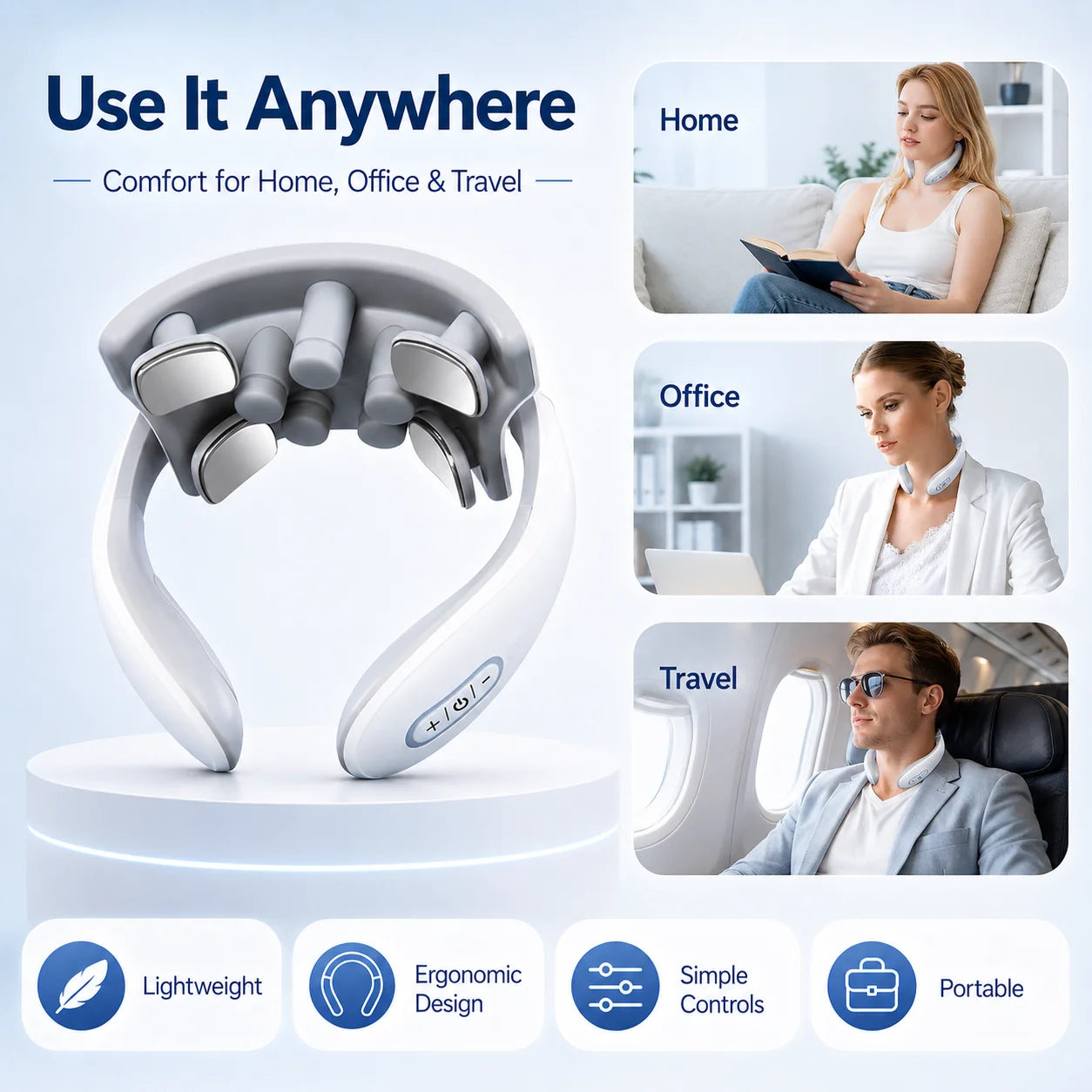 Masaj Cervical Smart PAQIN — 5 Moduri de Relaxare