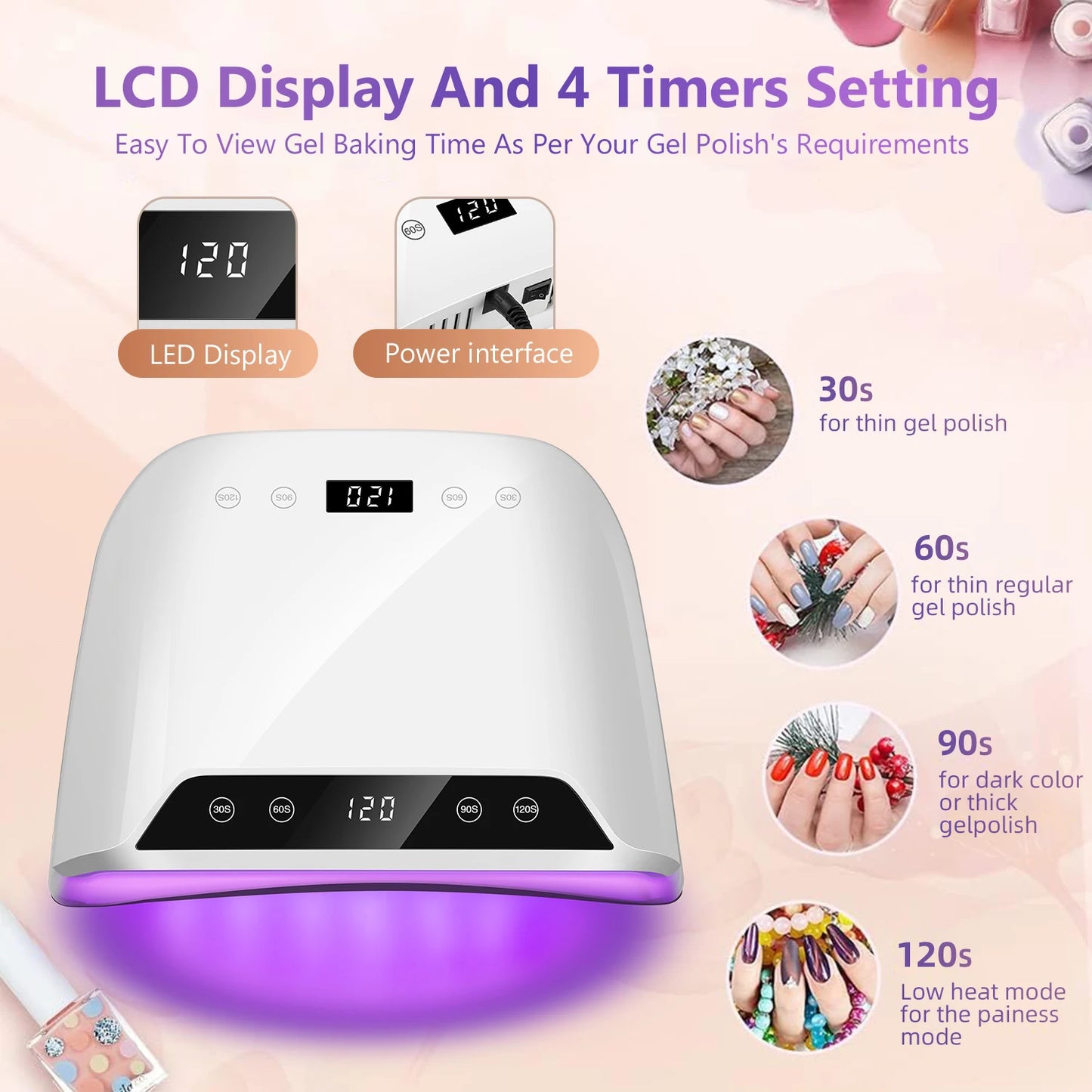 Lampă UV LED Profesională Z32 – 72 LED-uri, Display LCD, 4 Timere
