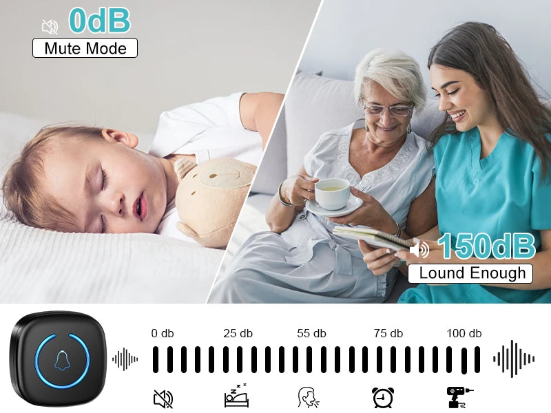 Wireless Doorbell Intelligent Welcome Door Bell 300M/984 FT Remote 60 Songs Melodies Home Smart Doorbell US EU UK Plug Optional Lumière