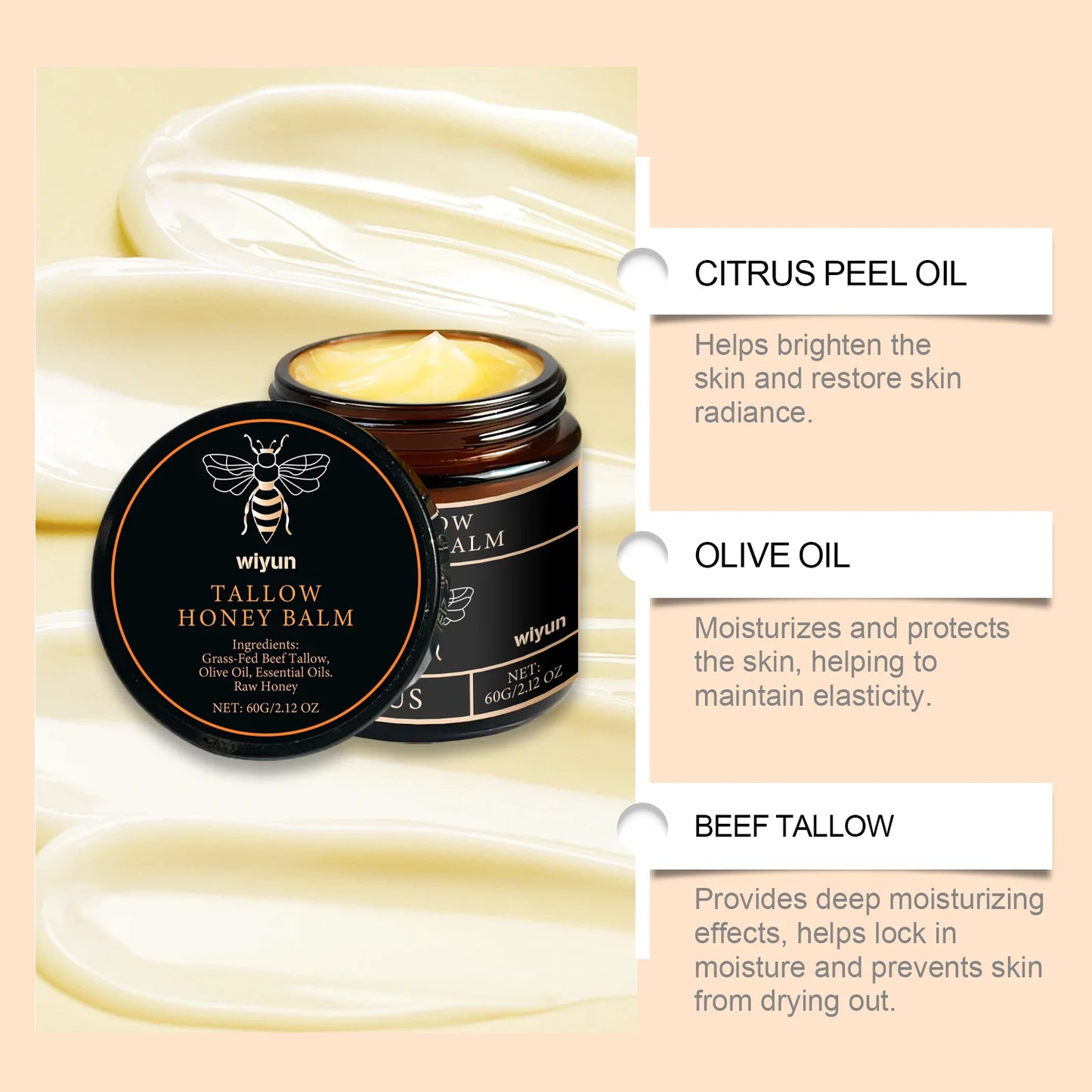 Cremă Hidratantă Beef Tallow & Miere – Glow, Fermitate & Nutrire Profundă
