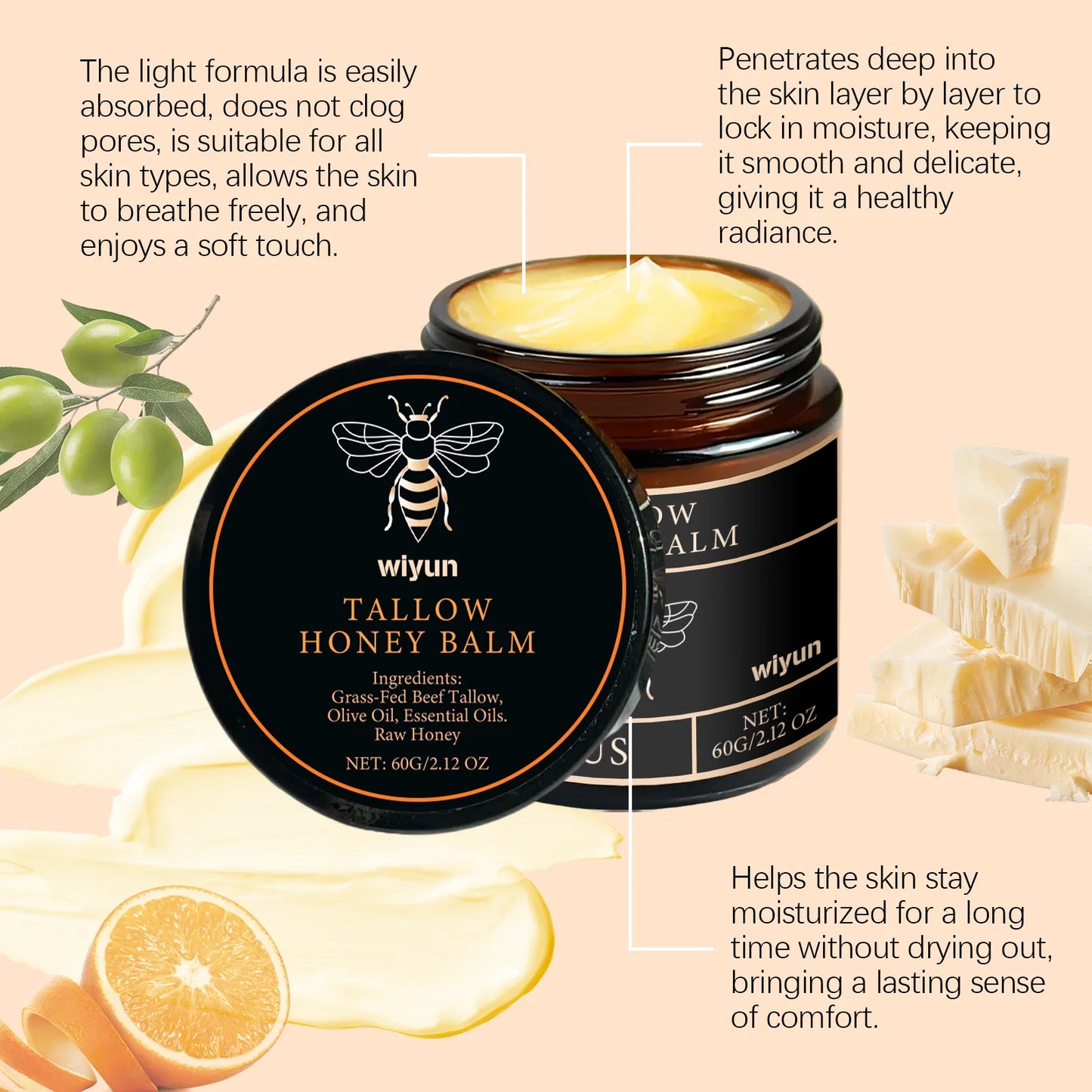 Cremă Hidratantă Beef Tallow & Miere – Glow, Fermitate & Nutrire Profundă