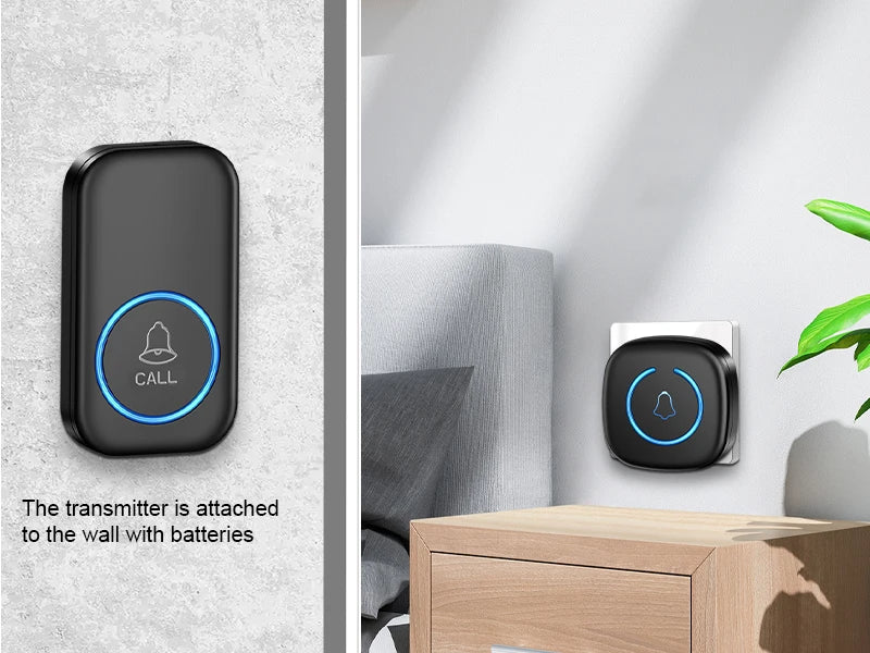 Wireless Doorbell Intelligent Welcome Door Bell 300M/984 FT Remote 60 Songs Melodies Home Smart Doorbell US EU UK Plug Optional Lumière