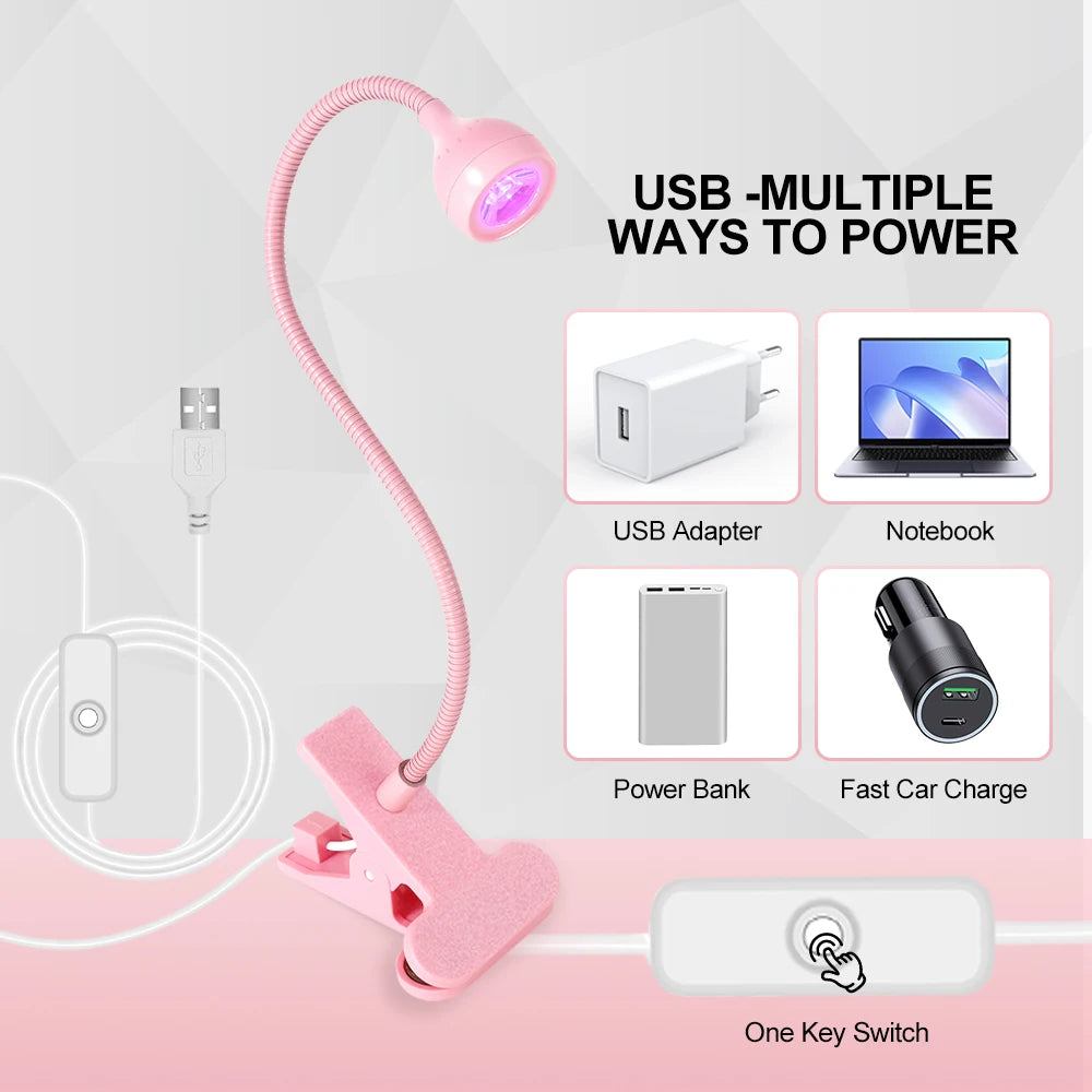Lampă UV LED pentru Unghii Gel – Mini Portabilă cu Clip, USB